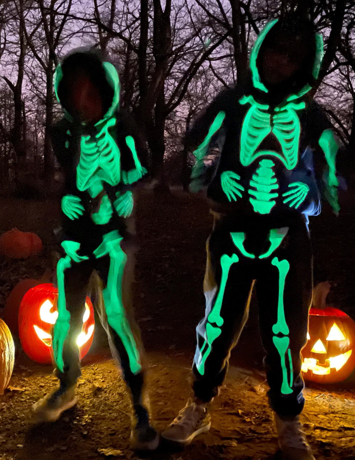 Halloween Glow Skeleton Hoodie-Smoke Grey Glowing Skeleton - Image 7