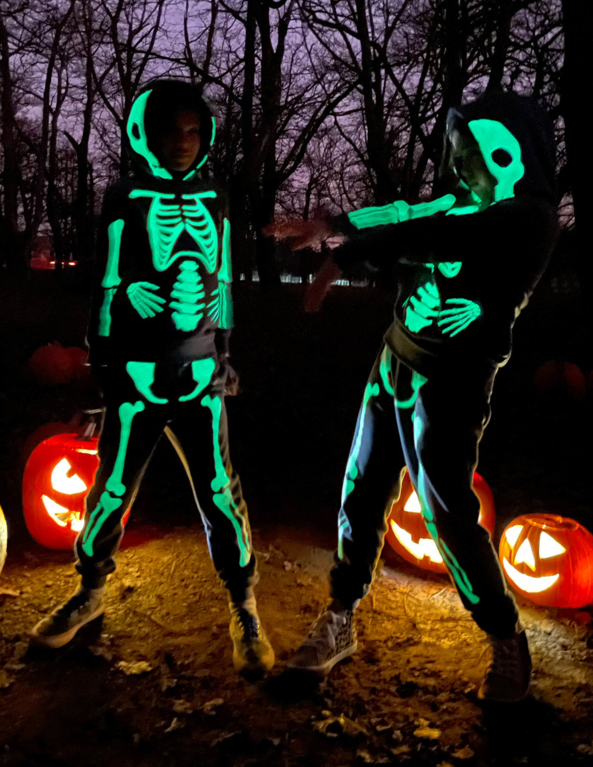 Halloween Glow Skeleton Hoodie-Smoke Grey Glowing Skeleton-9