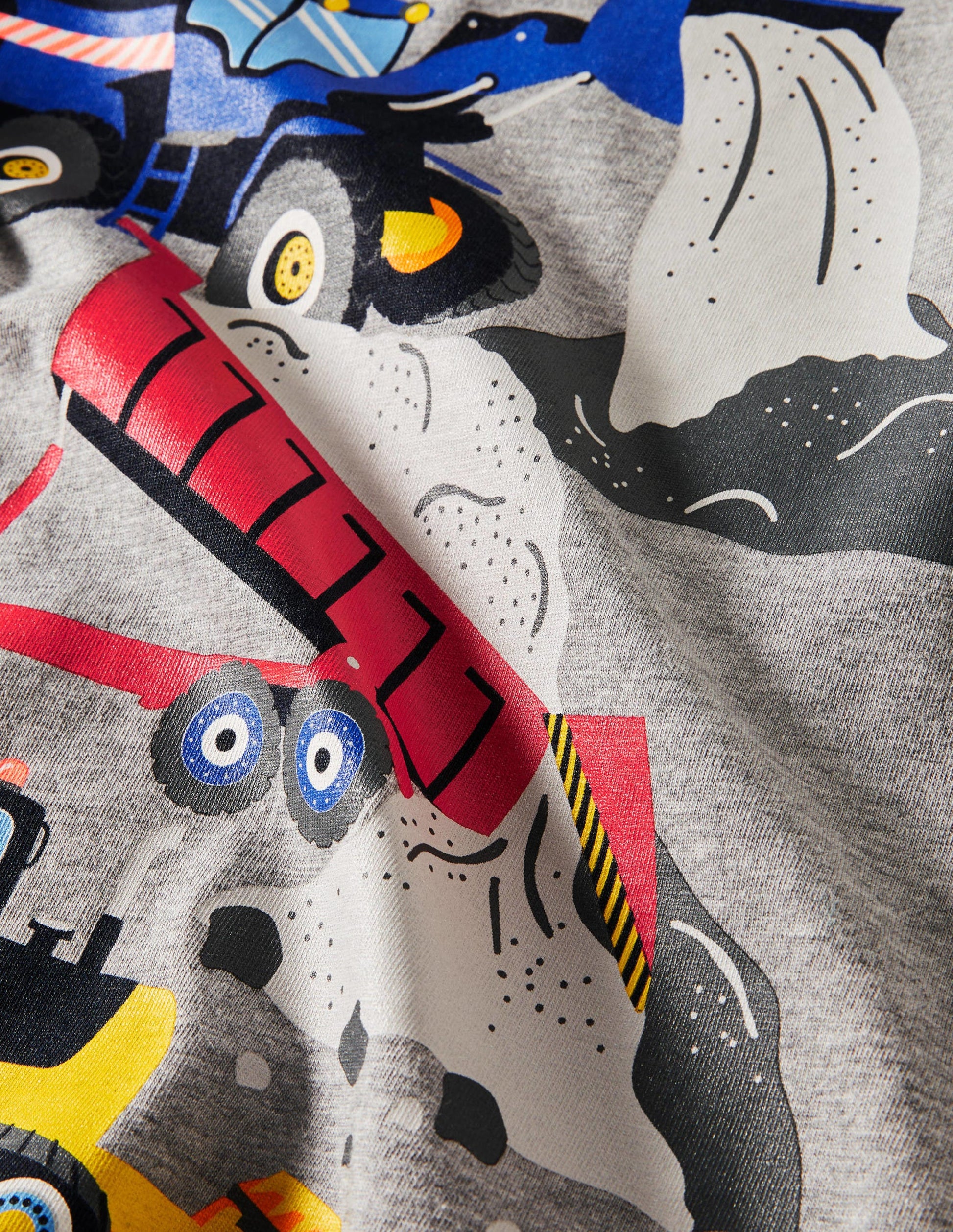 Printed Graphic T-shirt-Grey Marl Construction Trucks-3