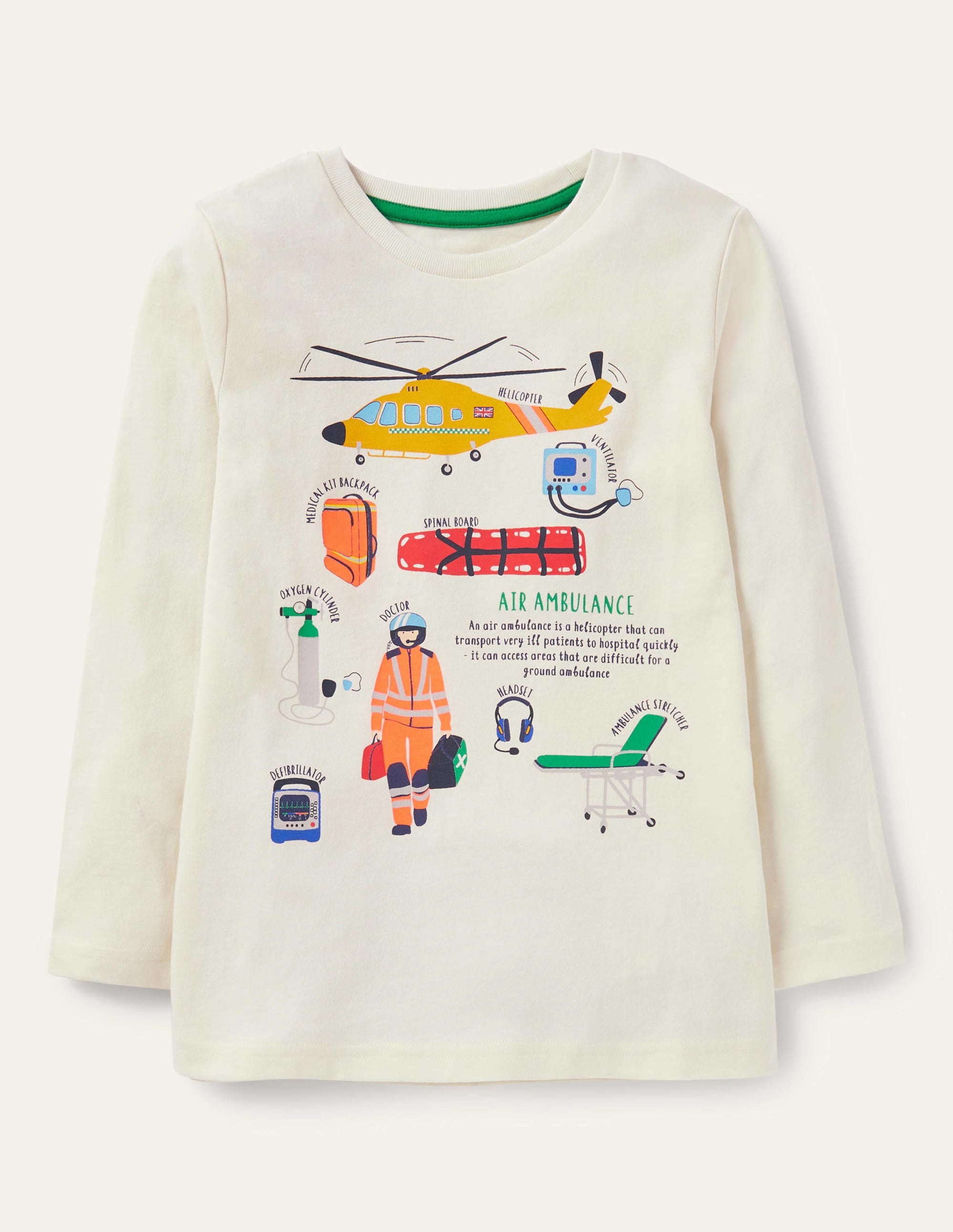 Printed Graphic T-shirt-Ivory Air Ambulance - Image 1