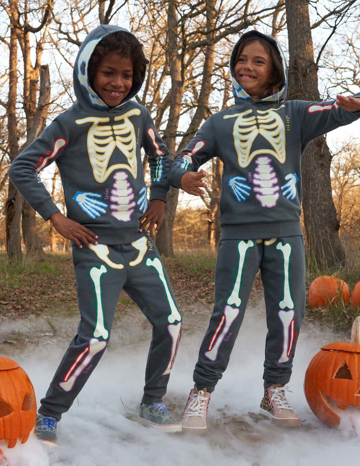 Halloween Skeleton Joggers-Smoke Grey Skeleton - Image 5