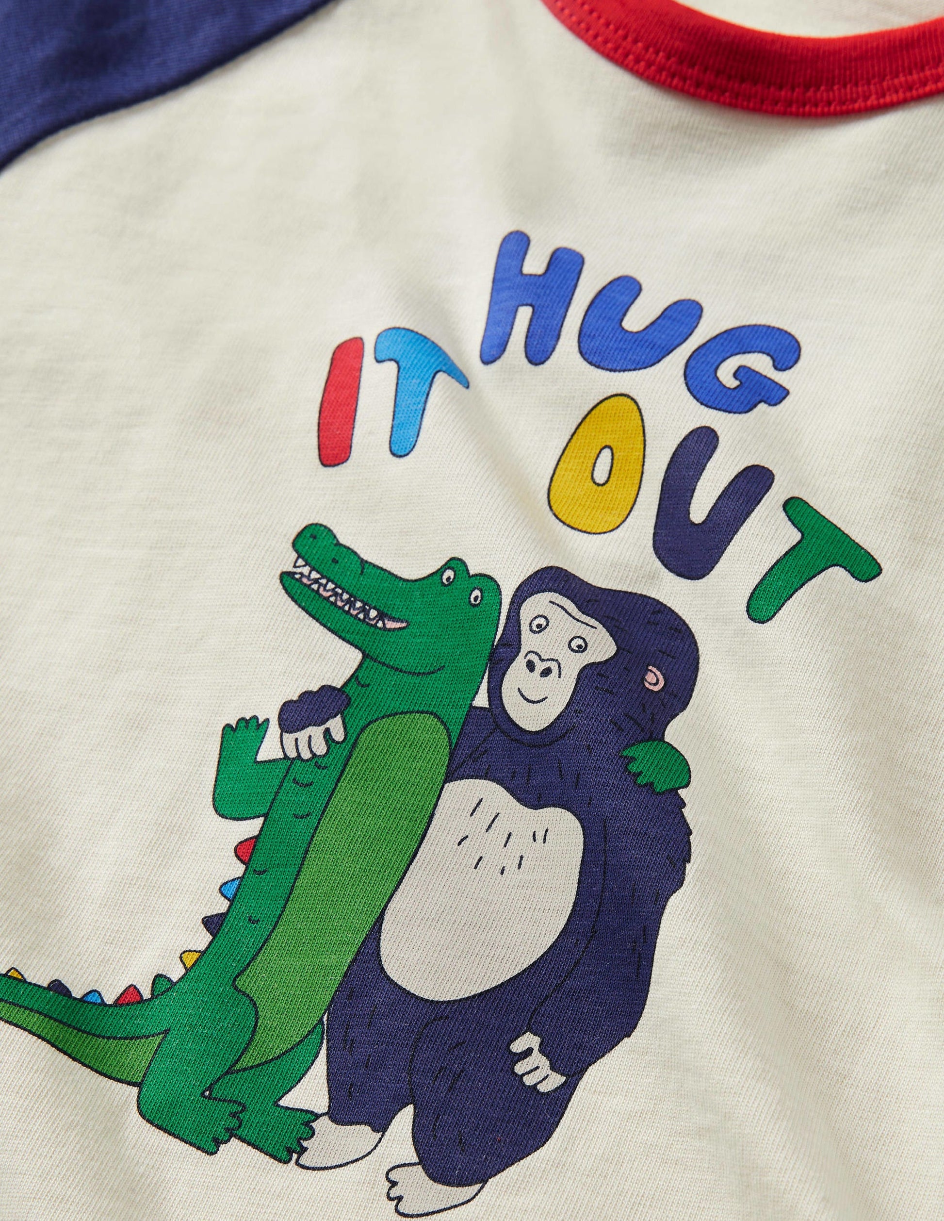 Printed Raglan T-shirt-Ivory Hug It Out-3