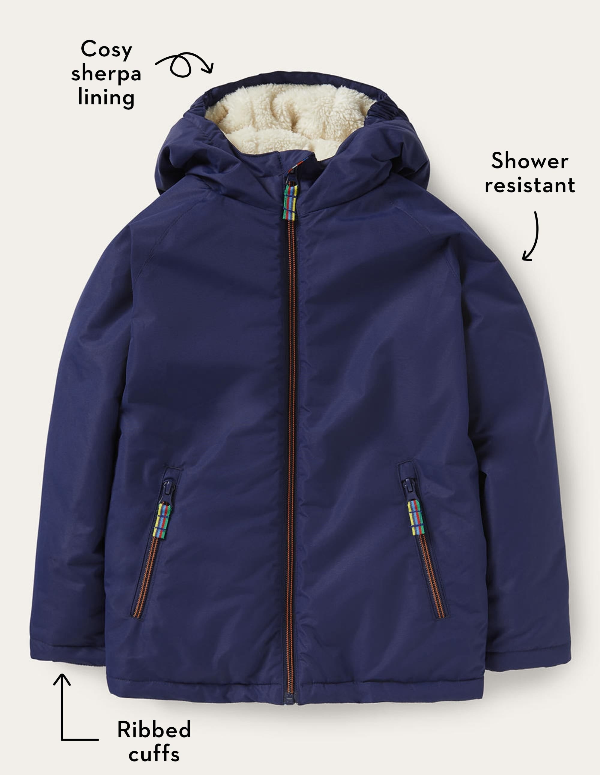 Navy Sherpa-lined Anorak-College Navy - Image 4