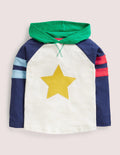 Hooded Raglan T-shirt-Ivory/College Navy Star