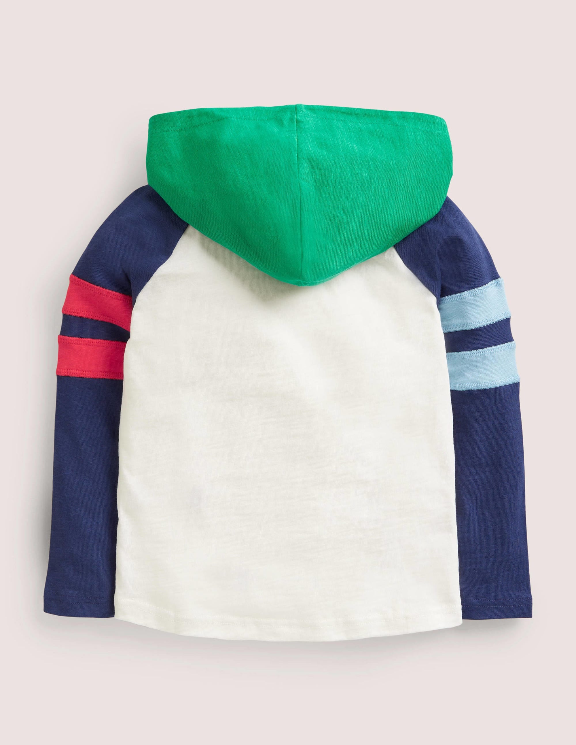 Hooded Raglan T-shirt-Ivory/College Navy Star - Image 2