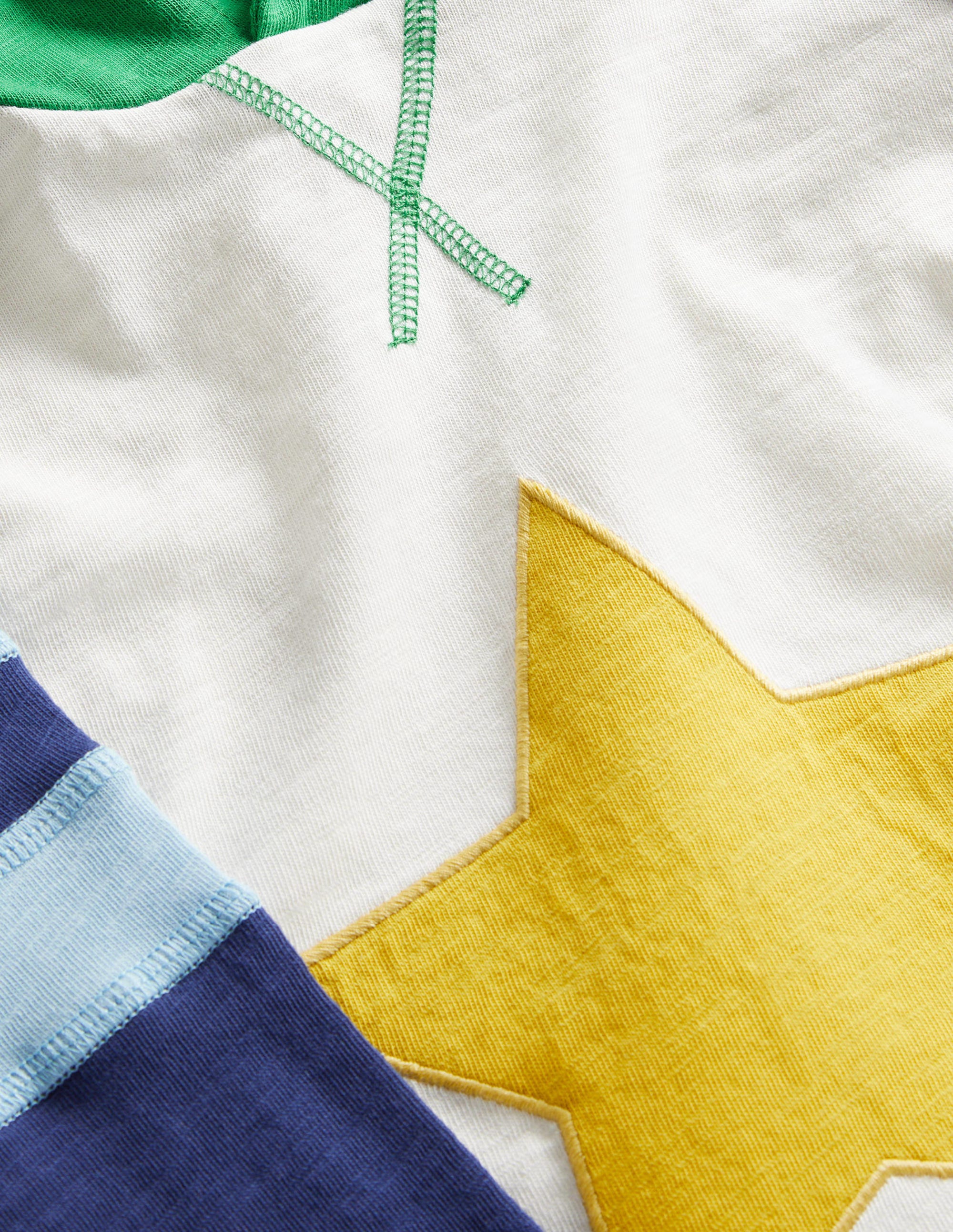 Hooded Raglan T-shirt-Ivory/College Navy Star - Image 3