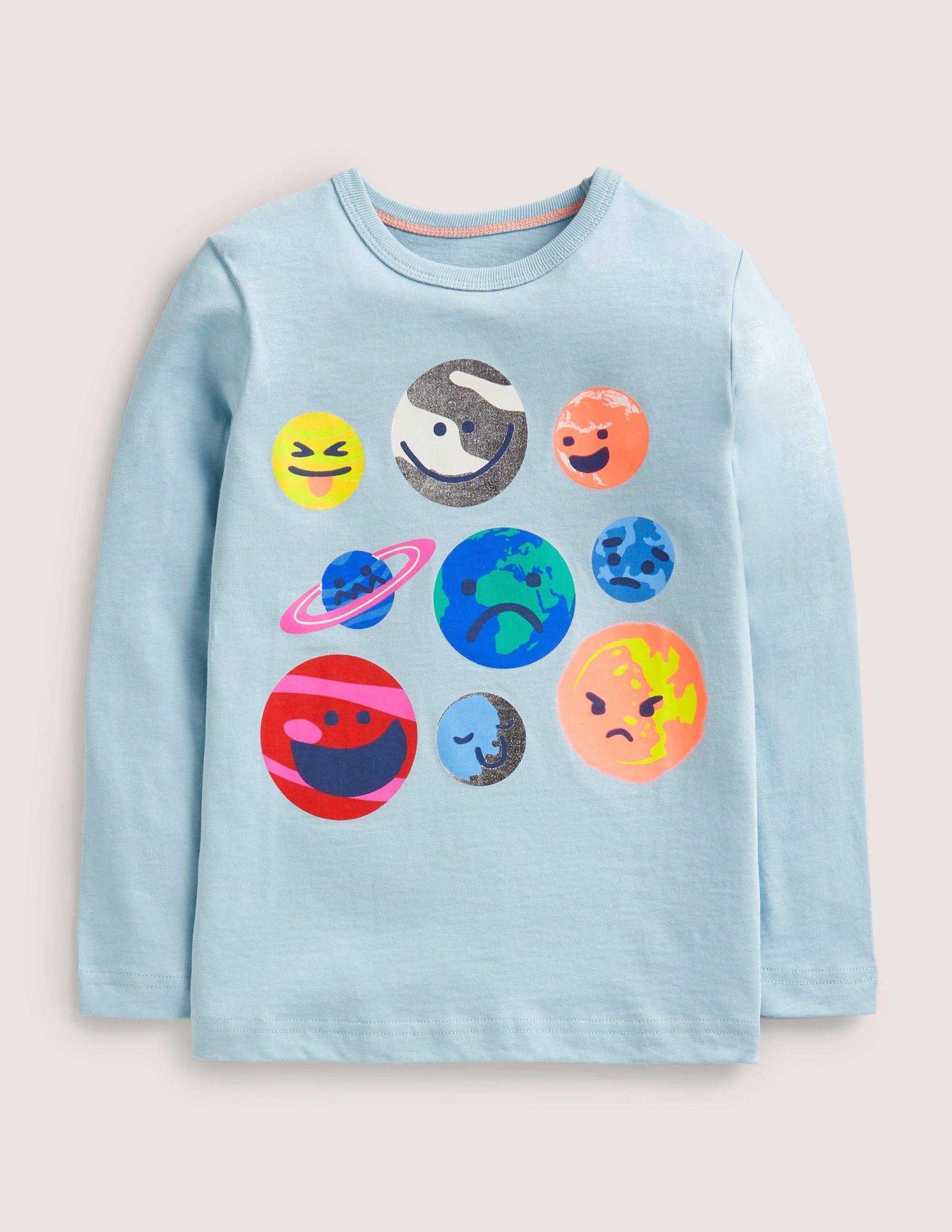 Smiley Planets T-shirt-Mineral Blue Planets - Image 1