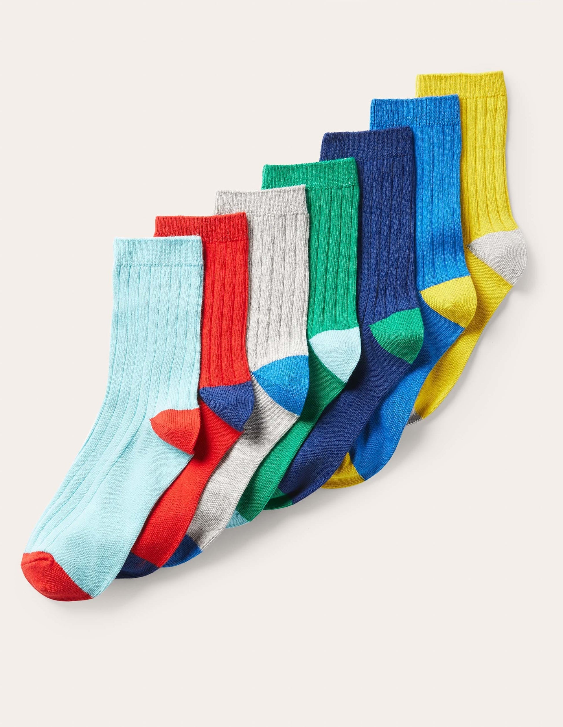 Ribbed Socks 7 Pack-Multi-1