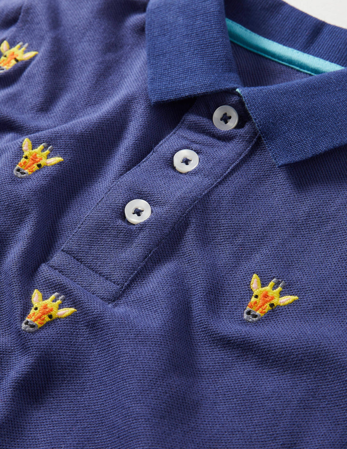 Piqué Polo Shirt-Navy Blue Giraffes-3