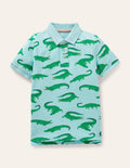 Piqué Polo Shirt-Neptune Blue Crocodiles