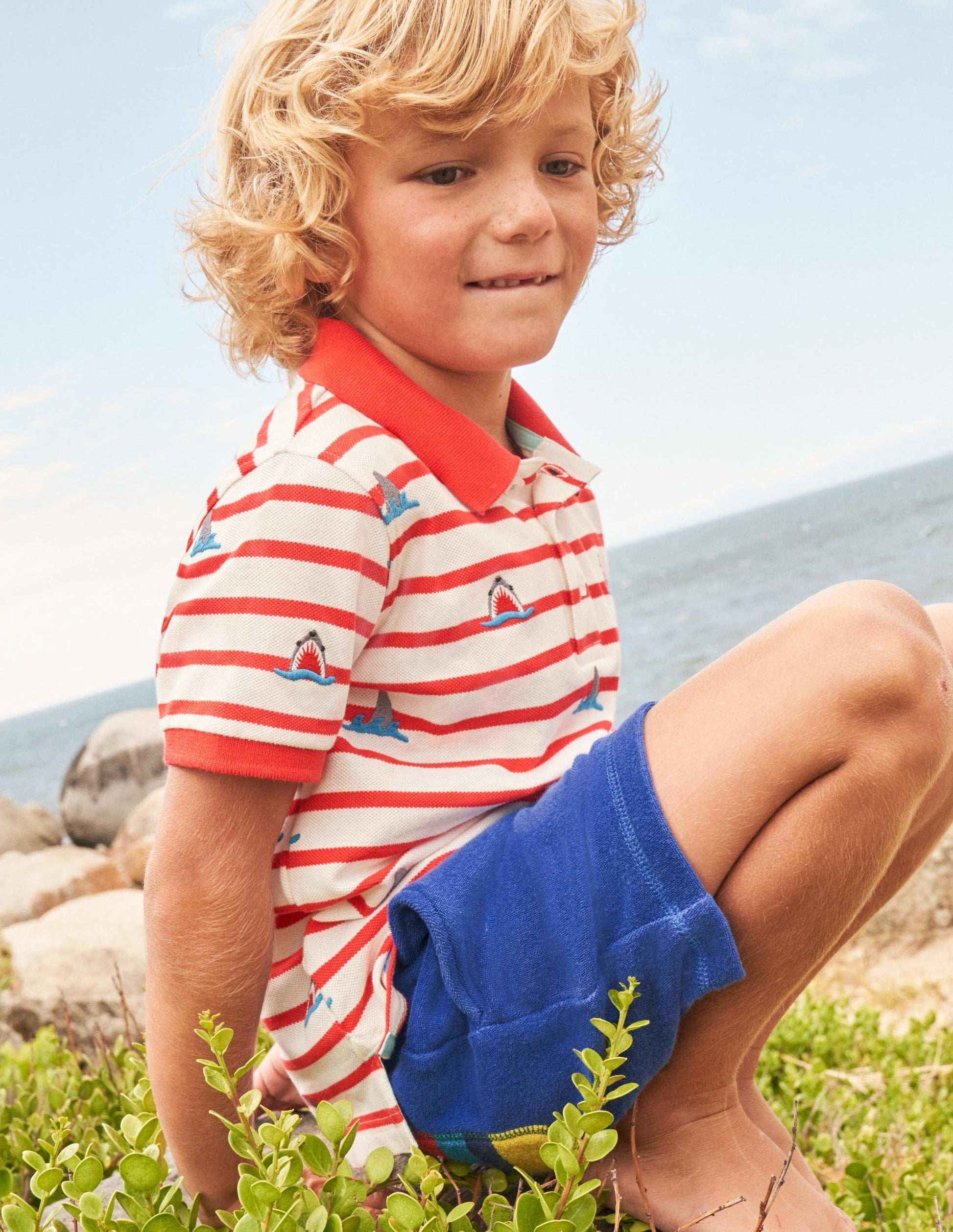 Towelling Sweatshorts-Blue Wave Rainbow-4