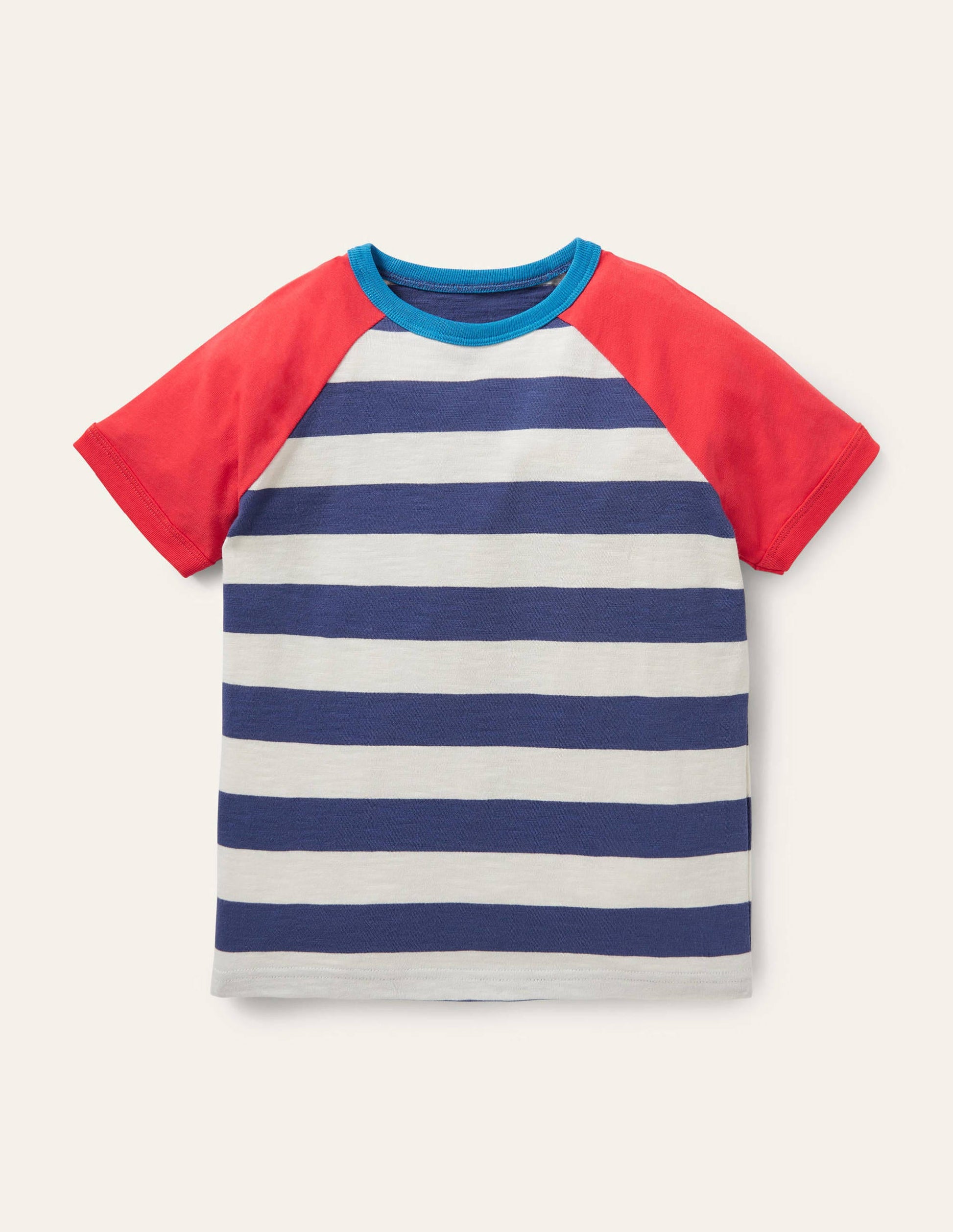 Colourblock Raglan T-shirt-Starboard Blue/Ecru-1