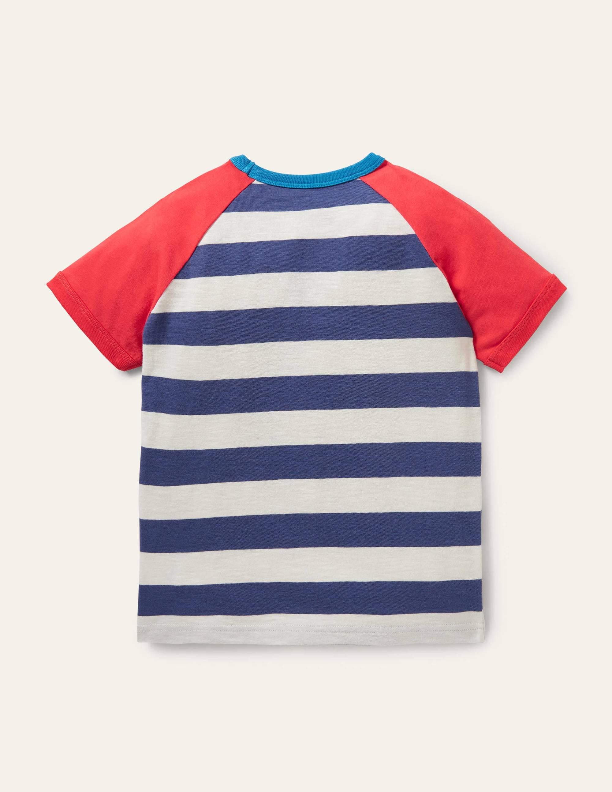 Colourblock Raglan T-shirt-Starboard Blue/Ecru - Image 2