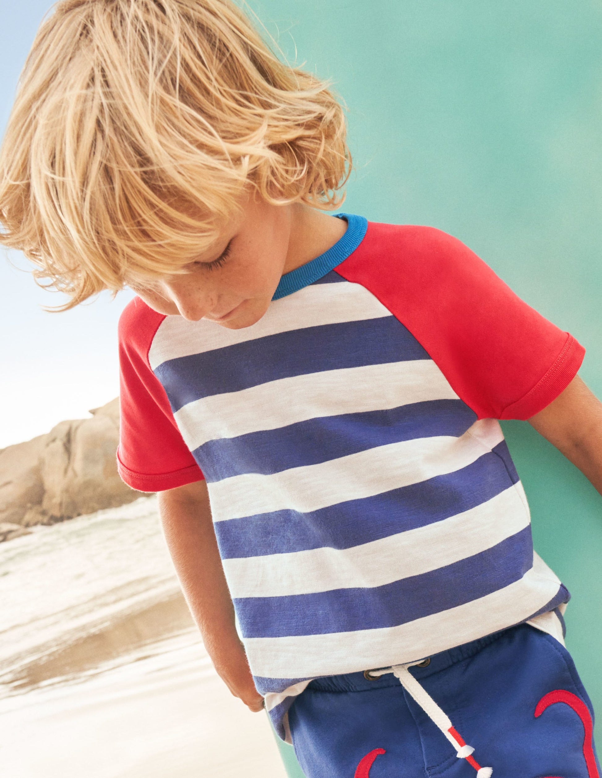 Colourblock Raglan T-shirt-Starboard Blue/Ecru-5