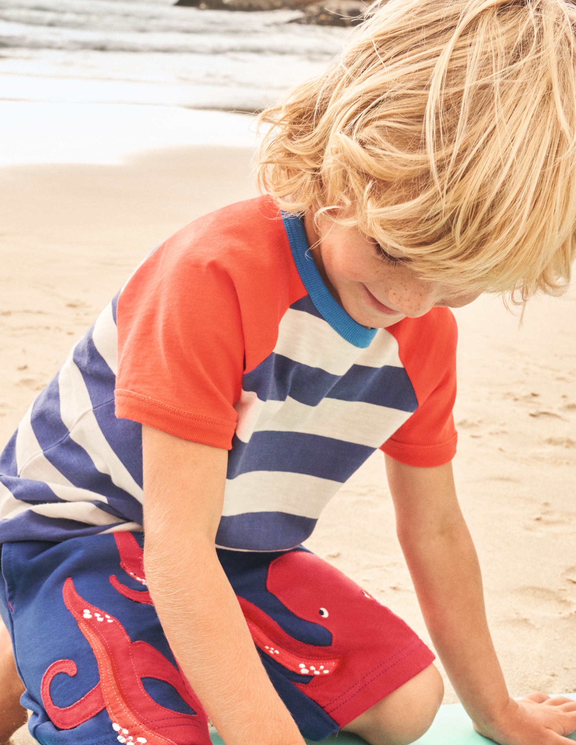 Colourblock Raglan T-shirt-Starboard Blue/Ecru - Image 7
