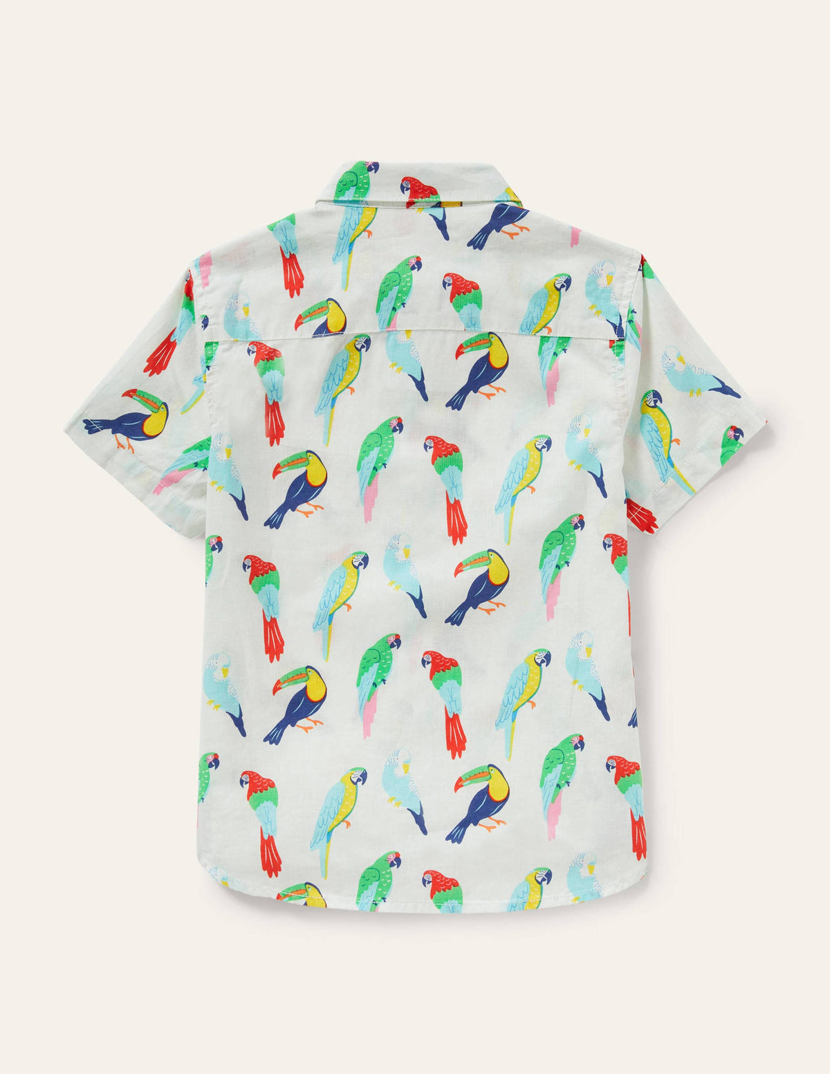 Holiday Cotton Linen Shirt-Ivory Tropical Birds-2