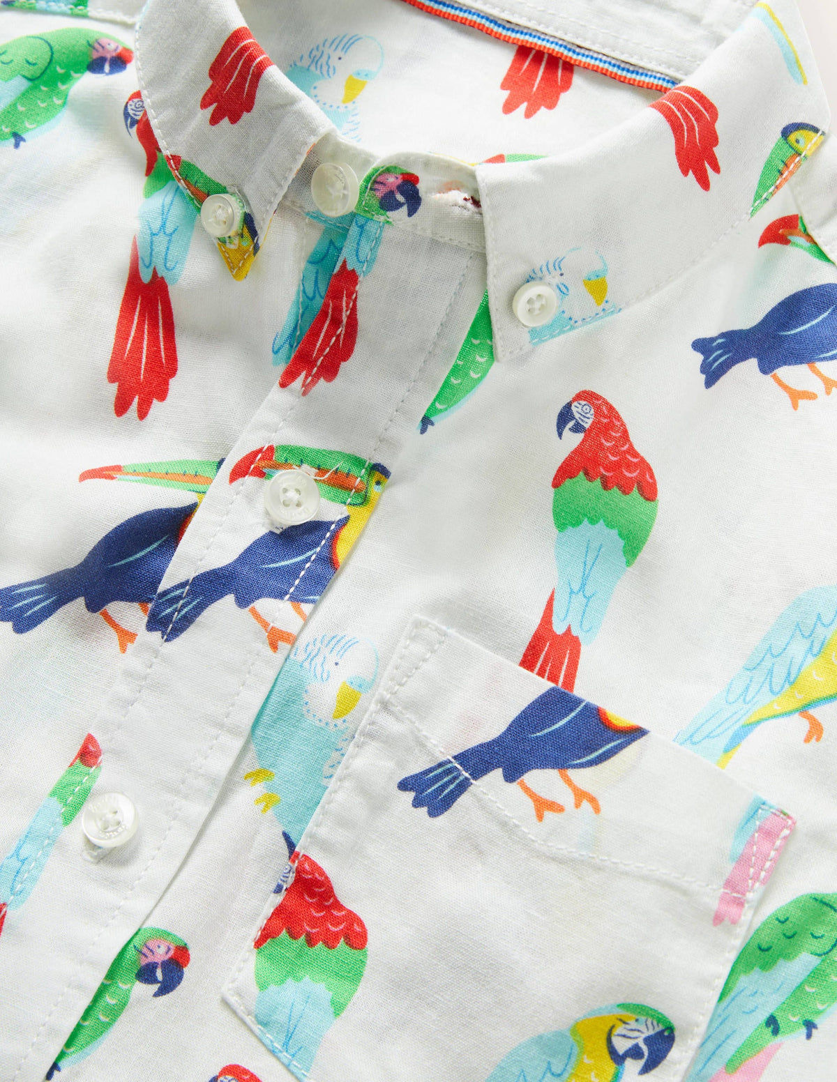 Holiday Cotton Linen Shirt-Ivory Tropical Birds - Image 3