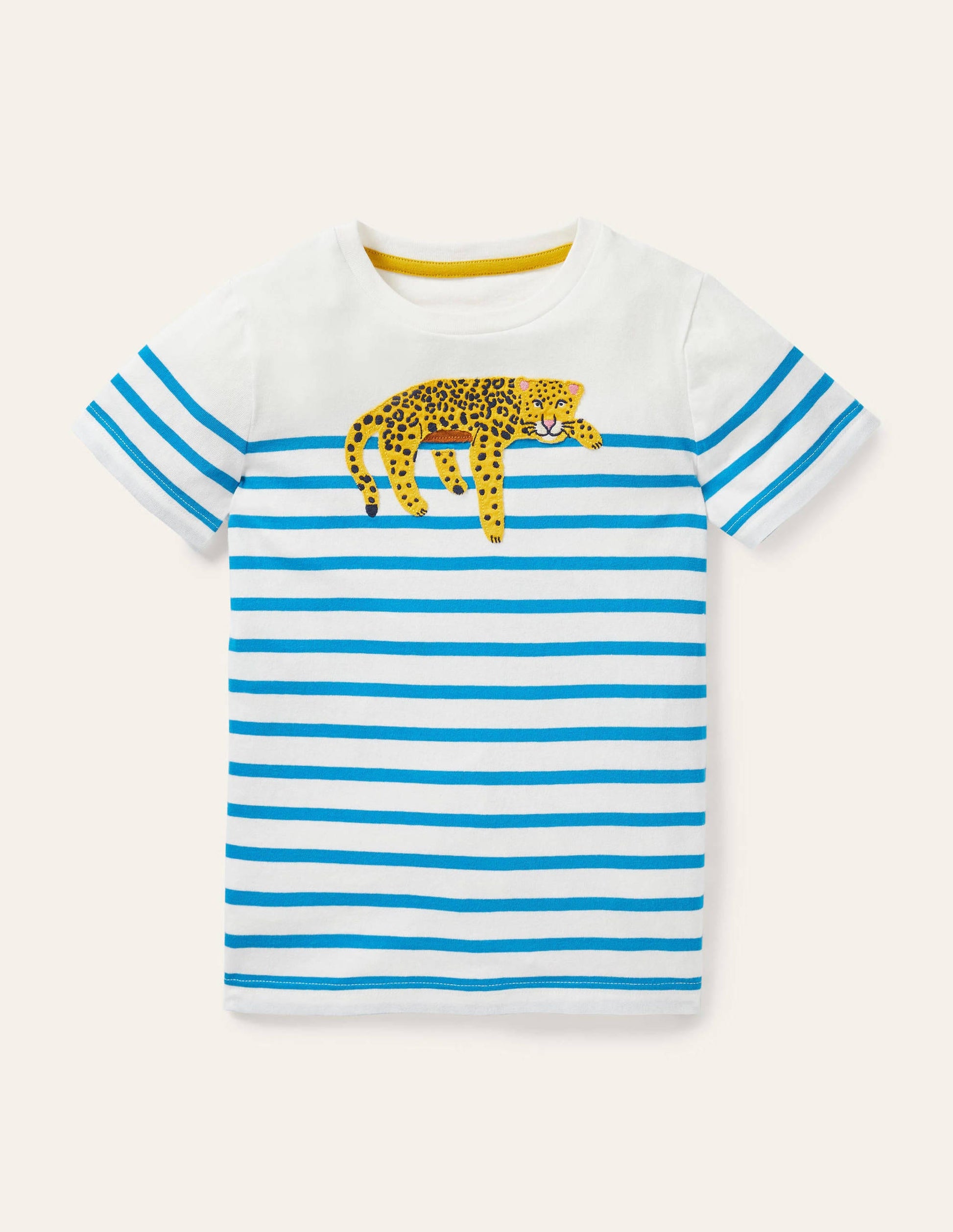 Animal Breton T-shirt-Malibu Blue/Ivory Leopard-1