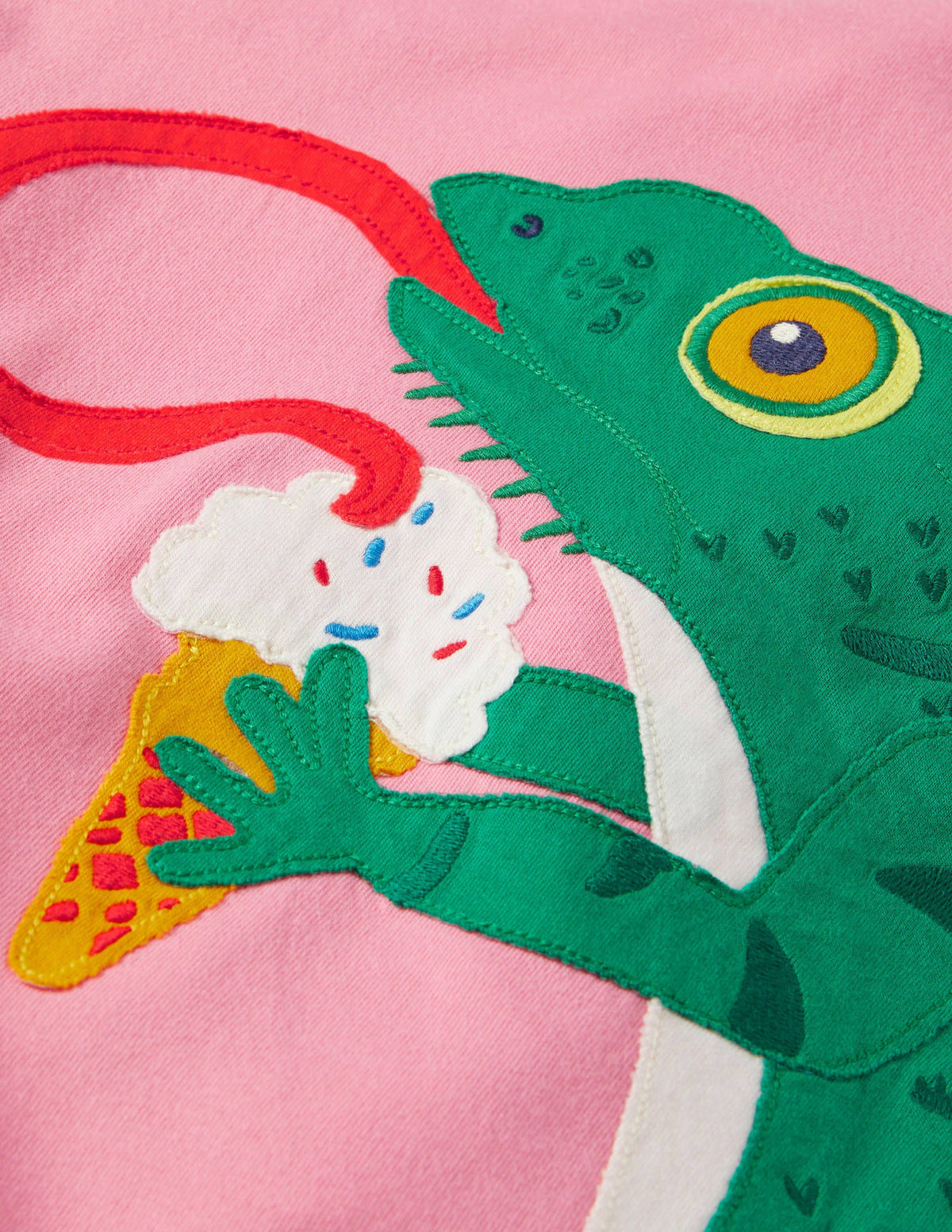 Front & Back Appliqué T-shirt-Pink Lemonade Chameleon - Image 3