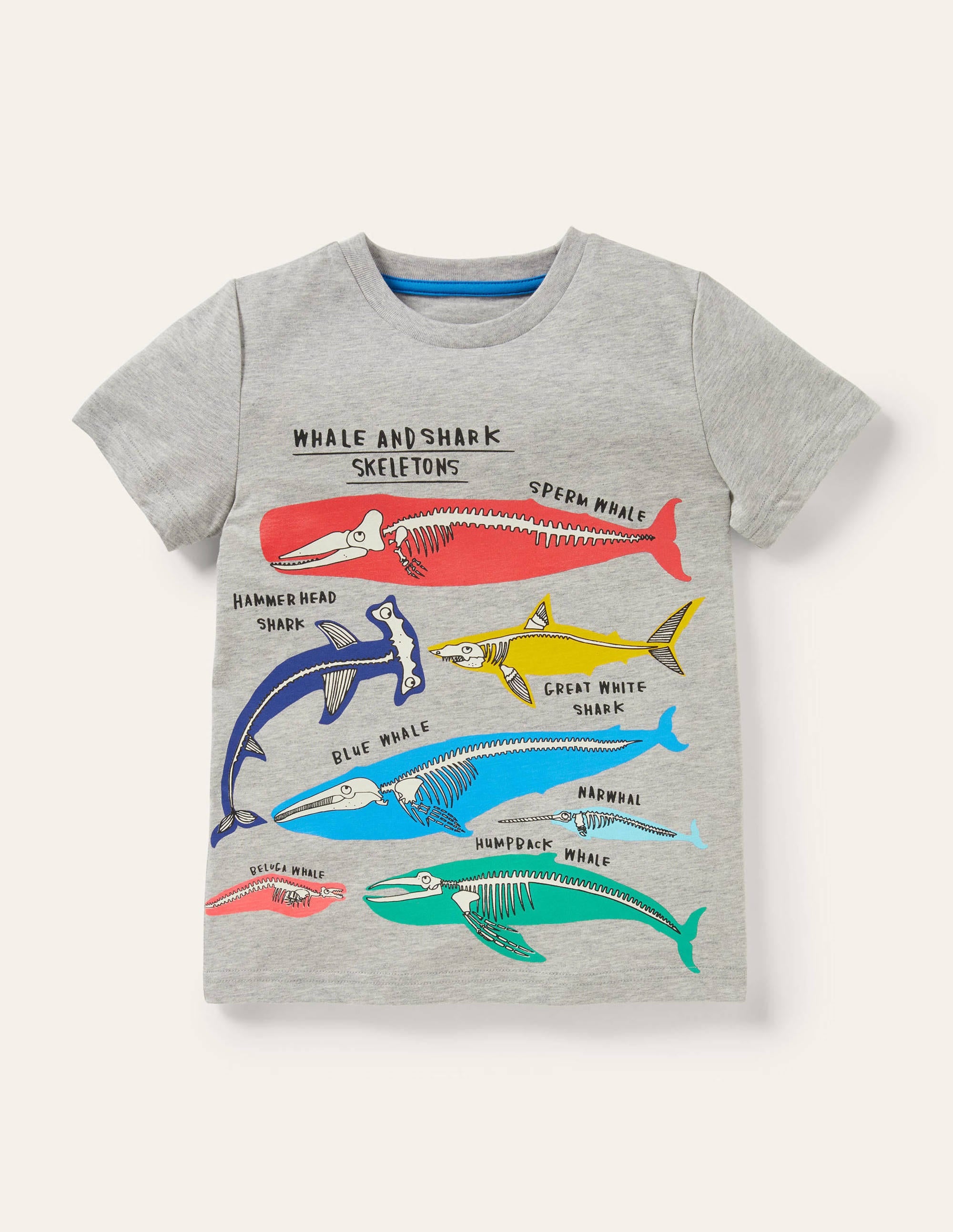 Glow-in-the-dark T-shirt-Grey Marl Sea Animals - Image 1