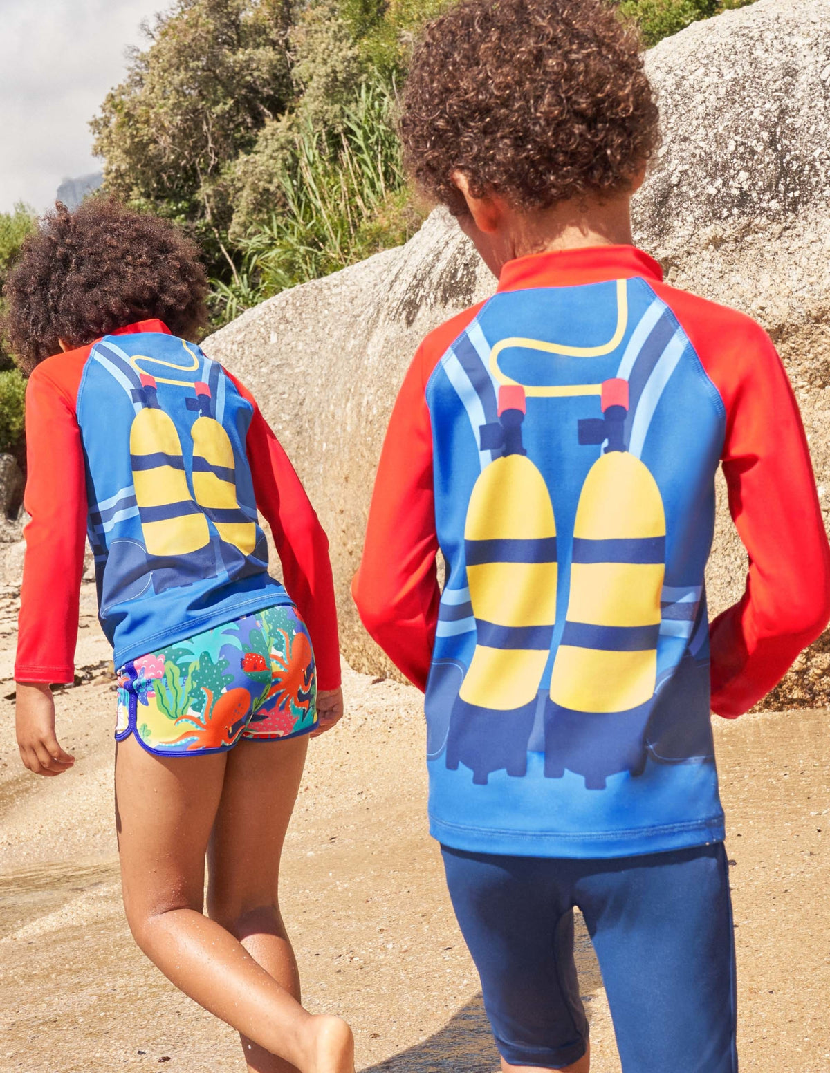 Fun Rash Vest-Red Turquoise Diver-5