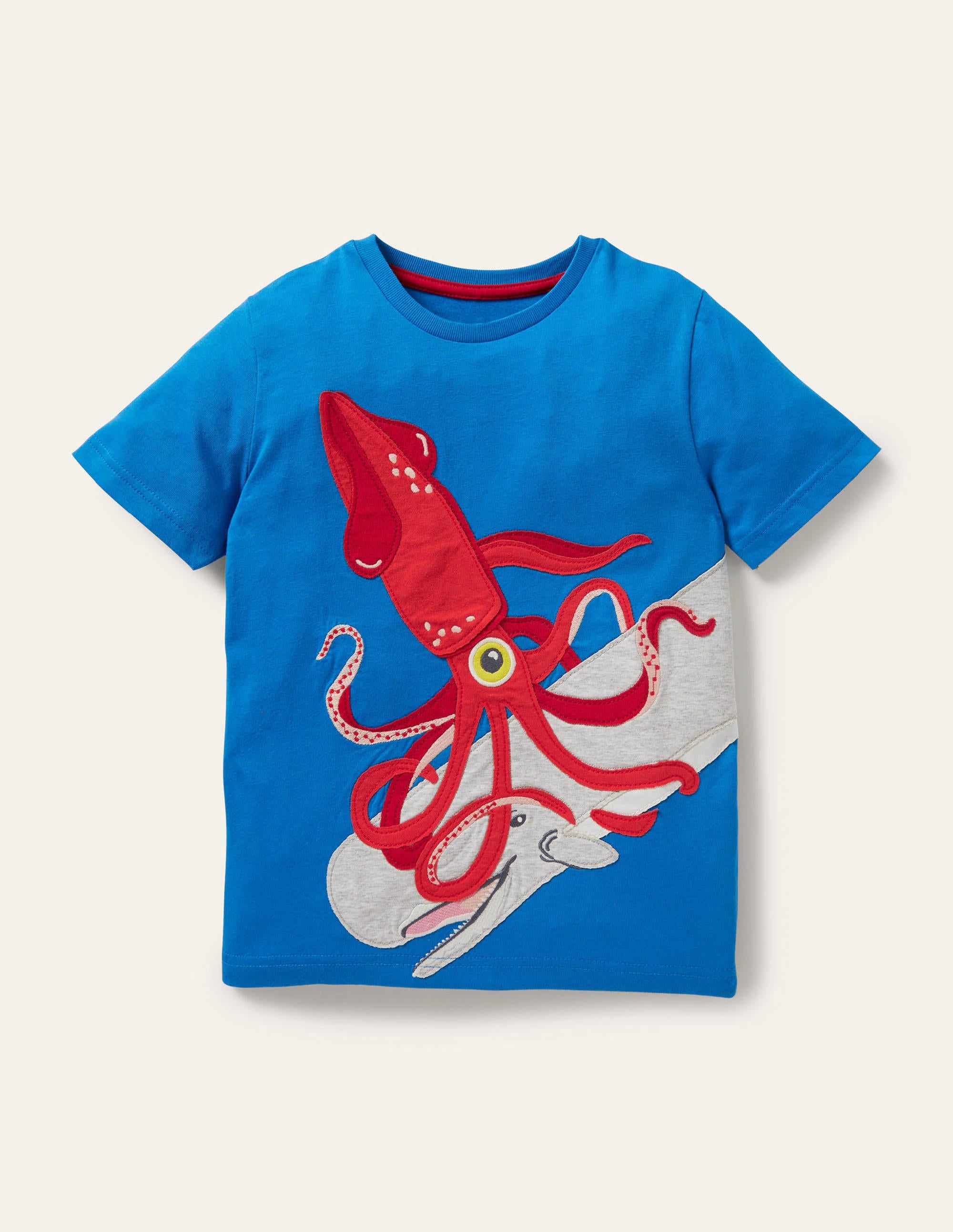 Underwater Appliqué T-shirt-Moroccan Blue Squid - Image 1