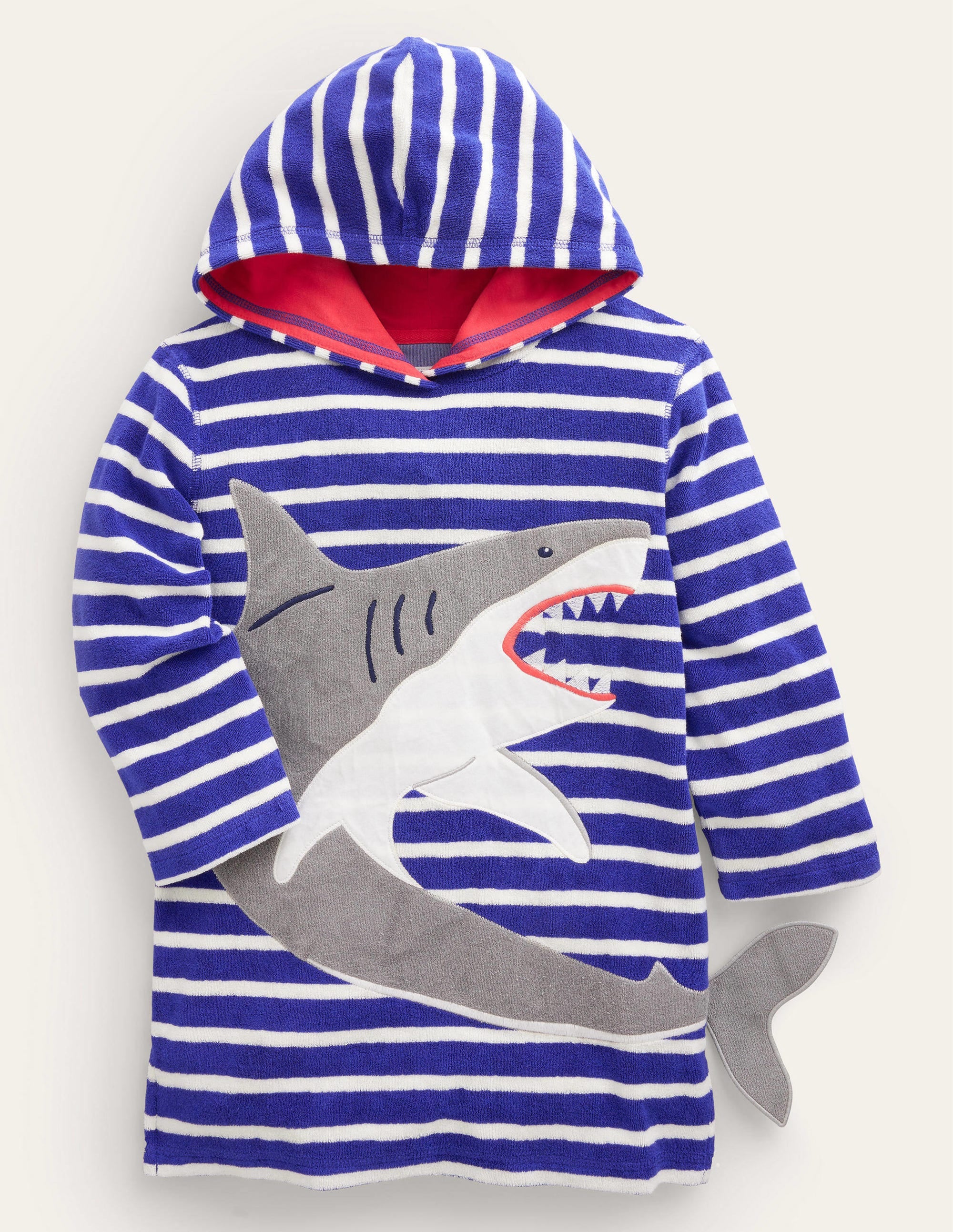 Appliqué Towelling Throw-on-Bluing Blue Shark - Image 1