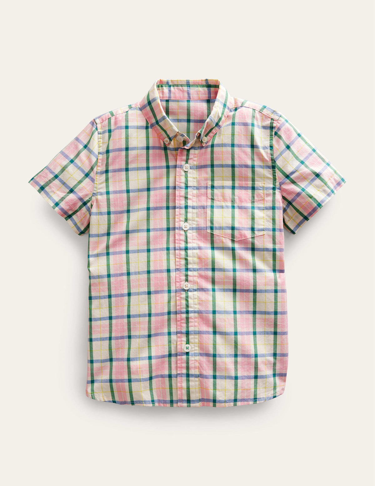 Short Sleeve Check Shirt-Pink/Green Check-1