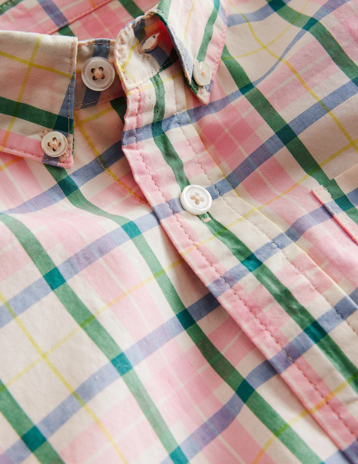 Short Sleeve Check Shirt-Pink/Green Check - Image 3