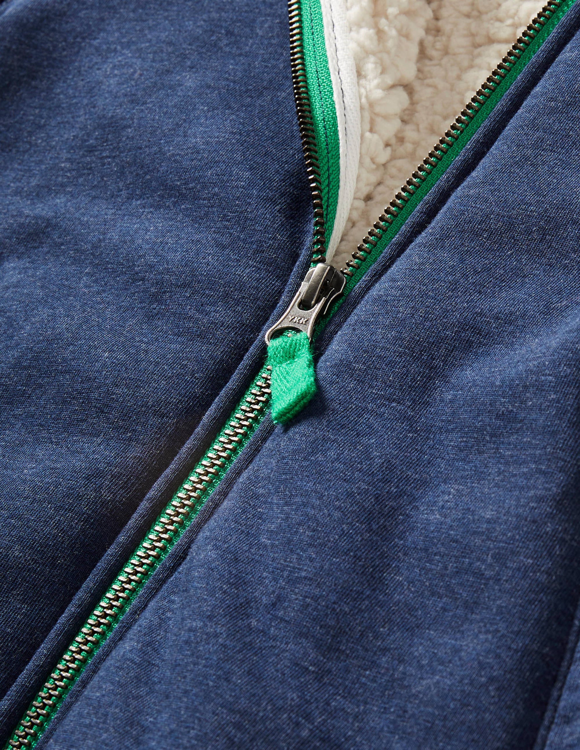 Borg-lined Zip-up Hoodie-Blue Marl - Image 3