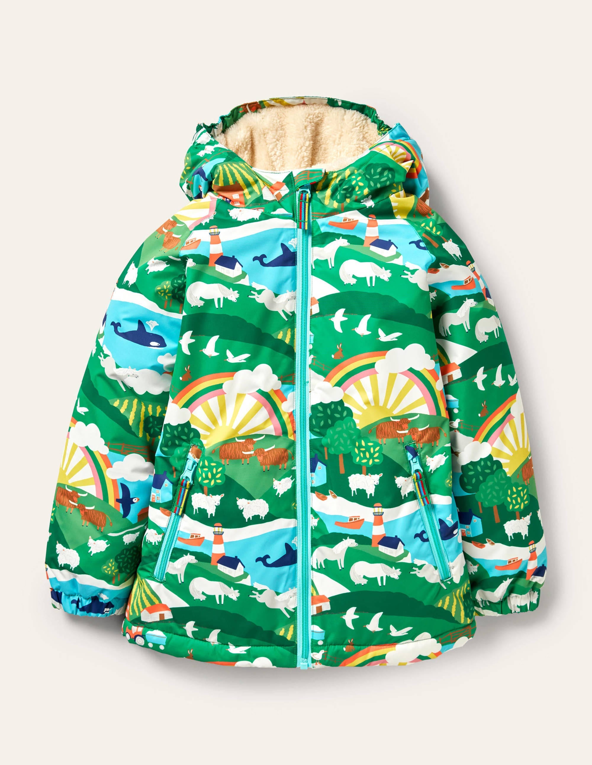 Cosy Sherpa-lined Anorak-Multi Shetland Sunrise - Image 1