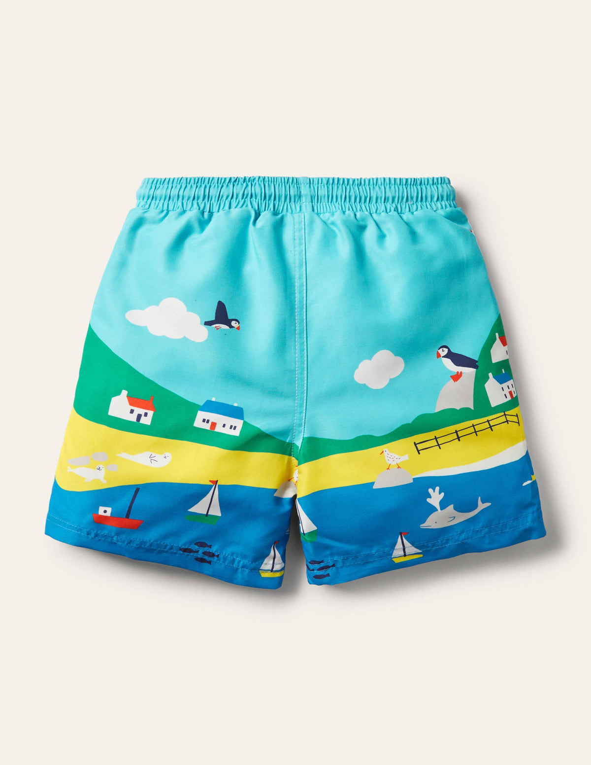 Swim Shorts-Aqua Blue Puffins - Image 2