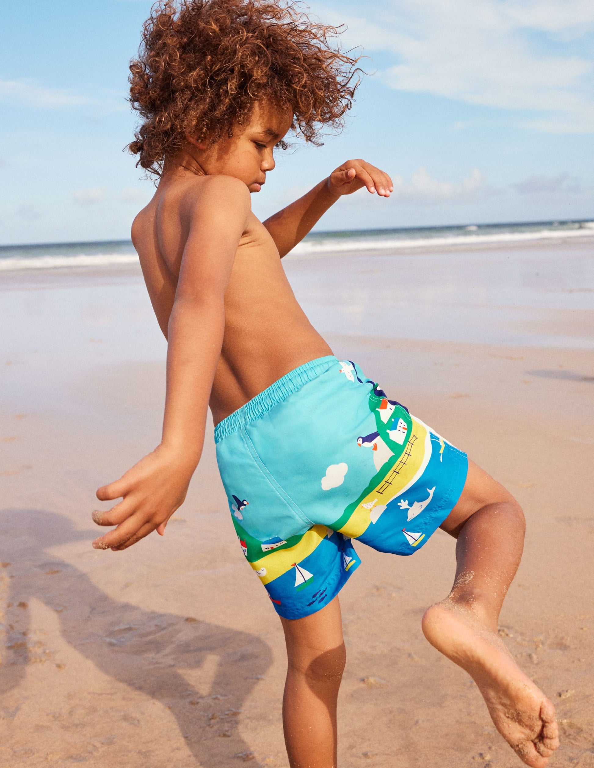 Swim Shorts-Aqua Blue Puffins-6