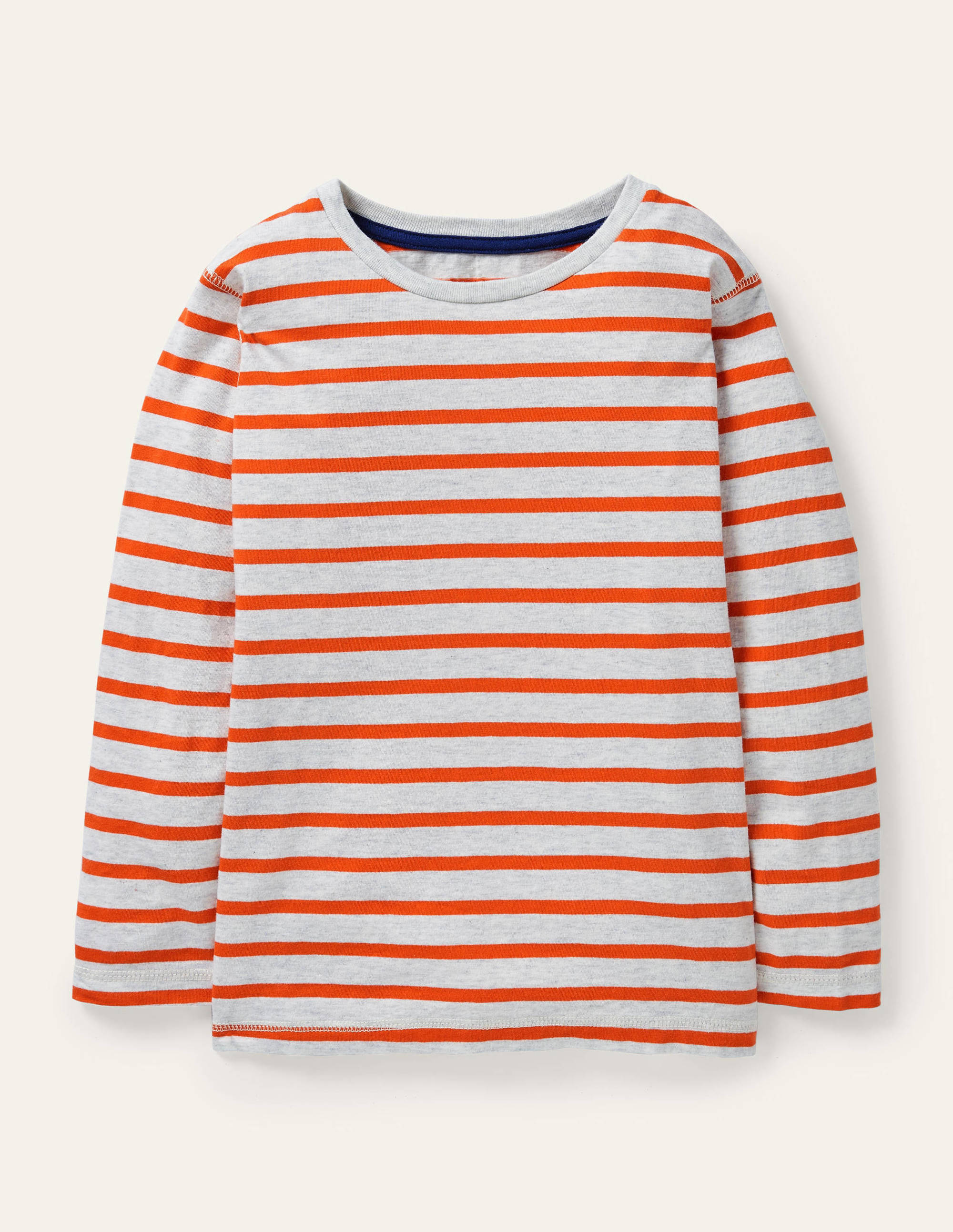 Supersoft Long-sleeved T-shirt-Oatmeal Marl/Firecracker Red - Image 1