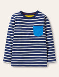 Long Sleeve Breton T-shirt-Starboard Blue/Ivory