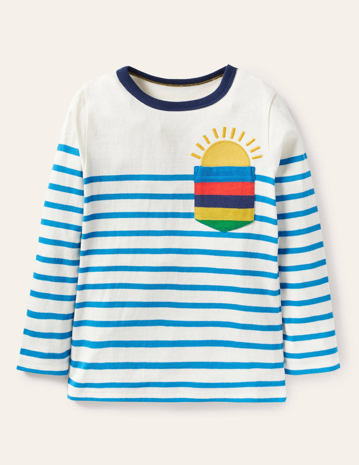 Long Sleeve Breton T-shirt-Ivory/Moroccan Blue Weather - Image 1