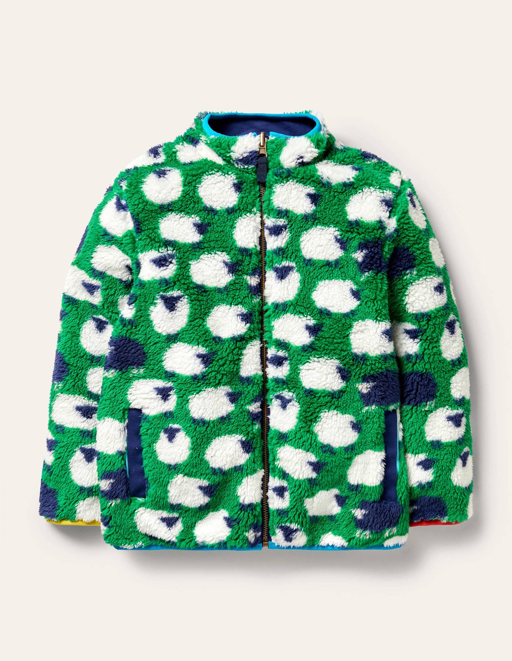 Reversible Zip-up Sweater-Green Pepper Sheep-1