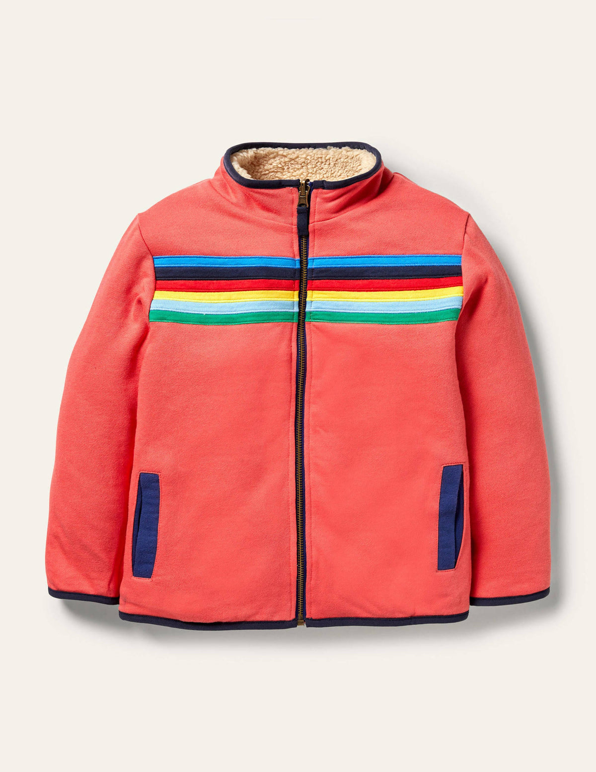 Reversible Zip-up Sweater-Ecru Rainbow - Image 3