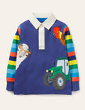 Fun Farm Animal Rugby Shirt-College Navy Animals