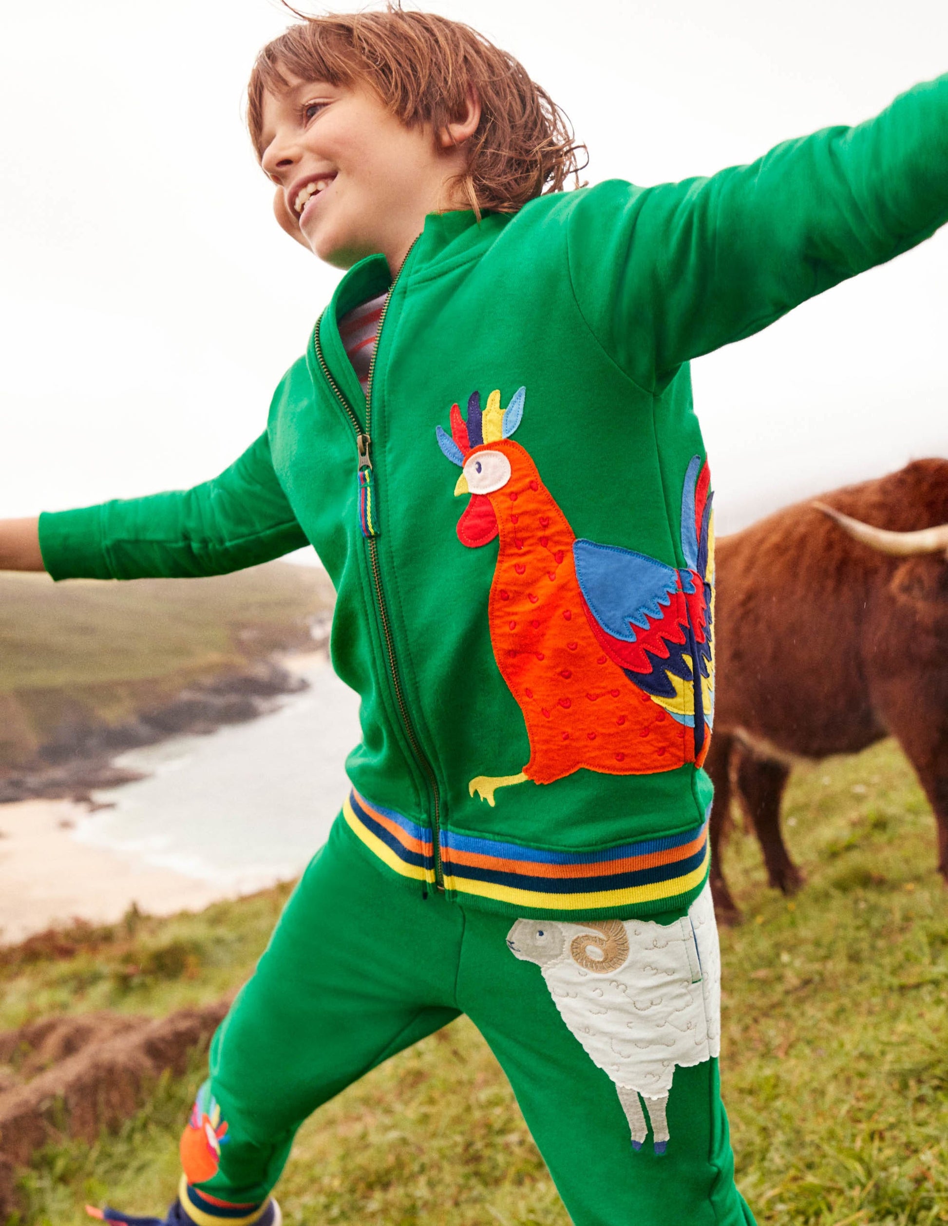 Cockerel Appliqué Track Jacket-Green Pepper Cockerel-4