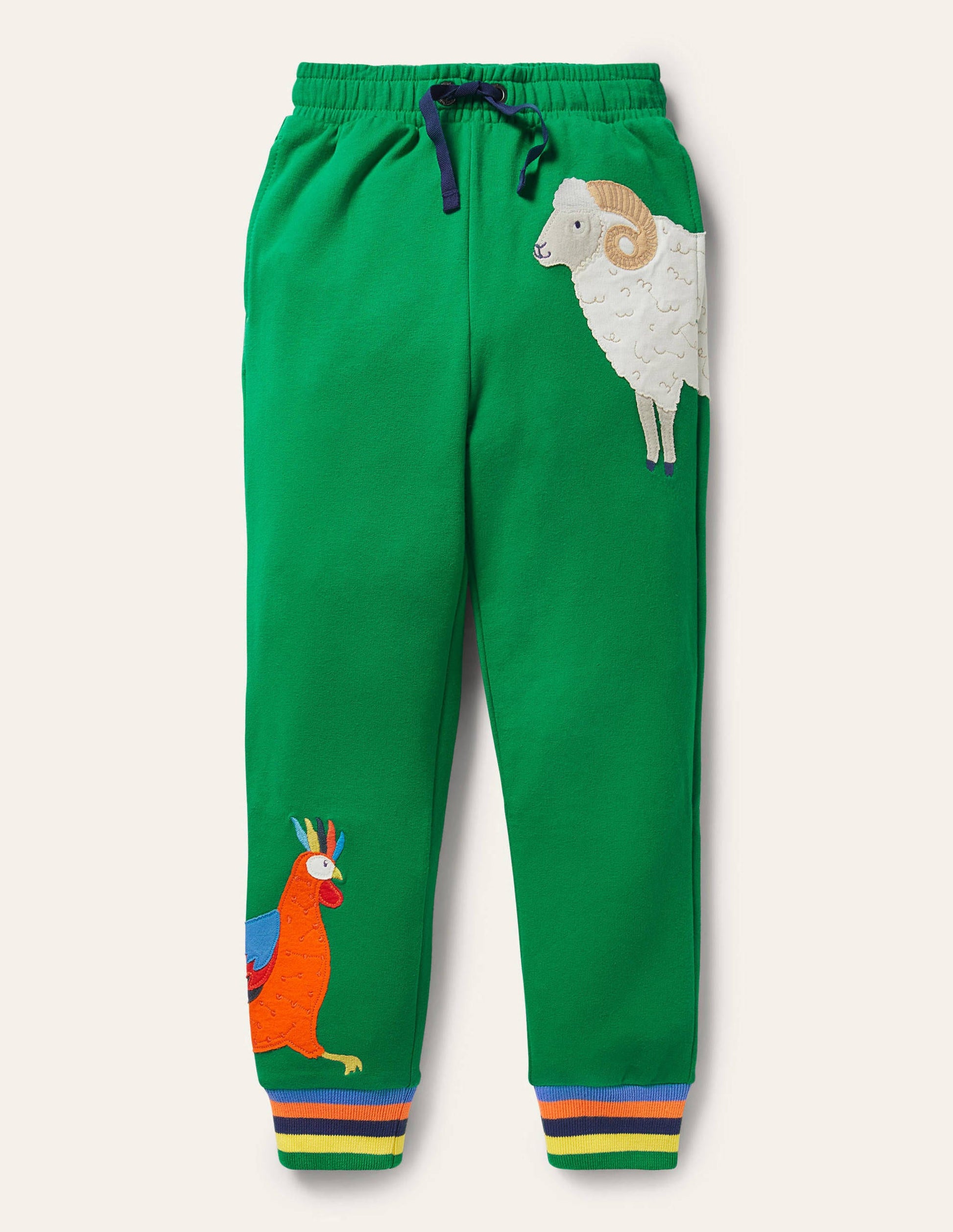 Cockrel Appliqué Joggers-Green Pepper Animals-1