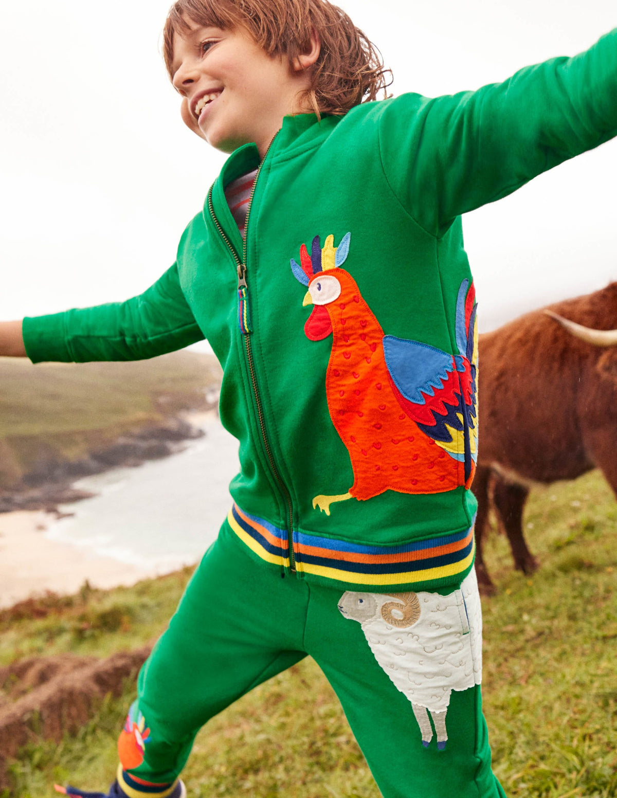 Cockrel Appliqué Joggers-Green Pepper Animals - Image 4