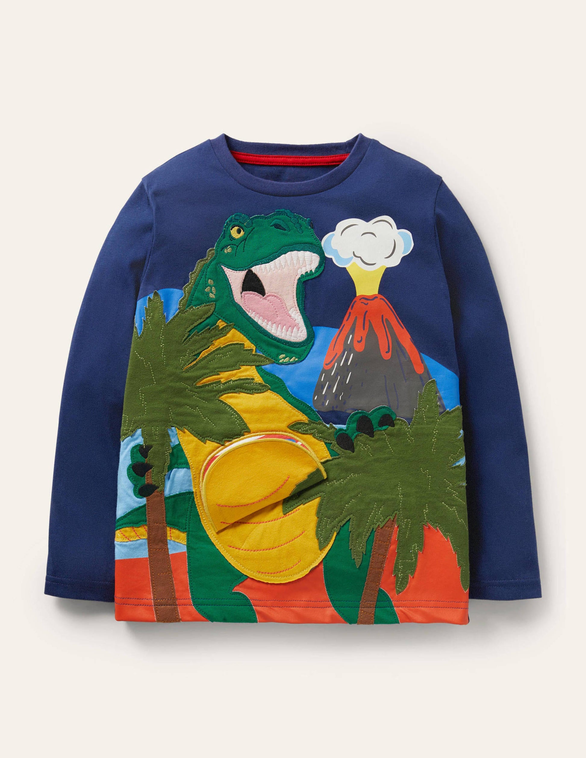 Double Flap Animal T-shirt-Starboard Blue Dinosaur-1