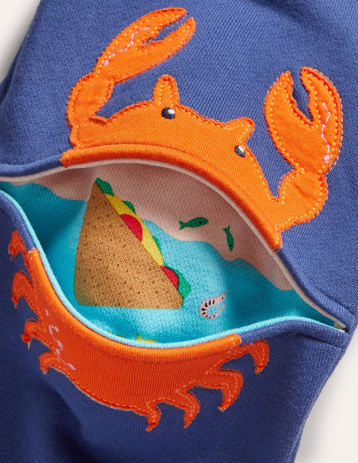 Appliqué Knee Joggers-Blue Wave Crabs - Image 3