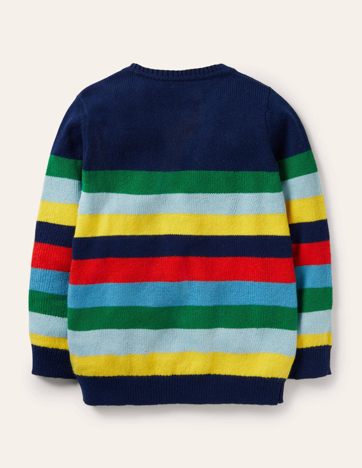 Colourblock Crew Jumper-College Navy/Rainbow - Image 2