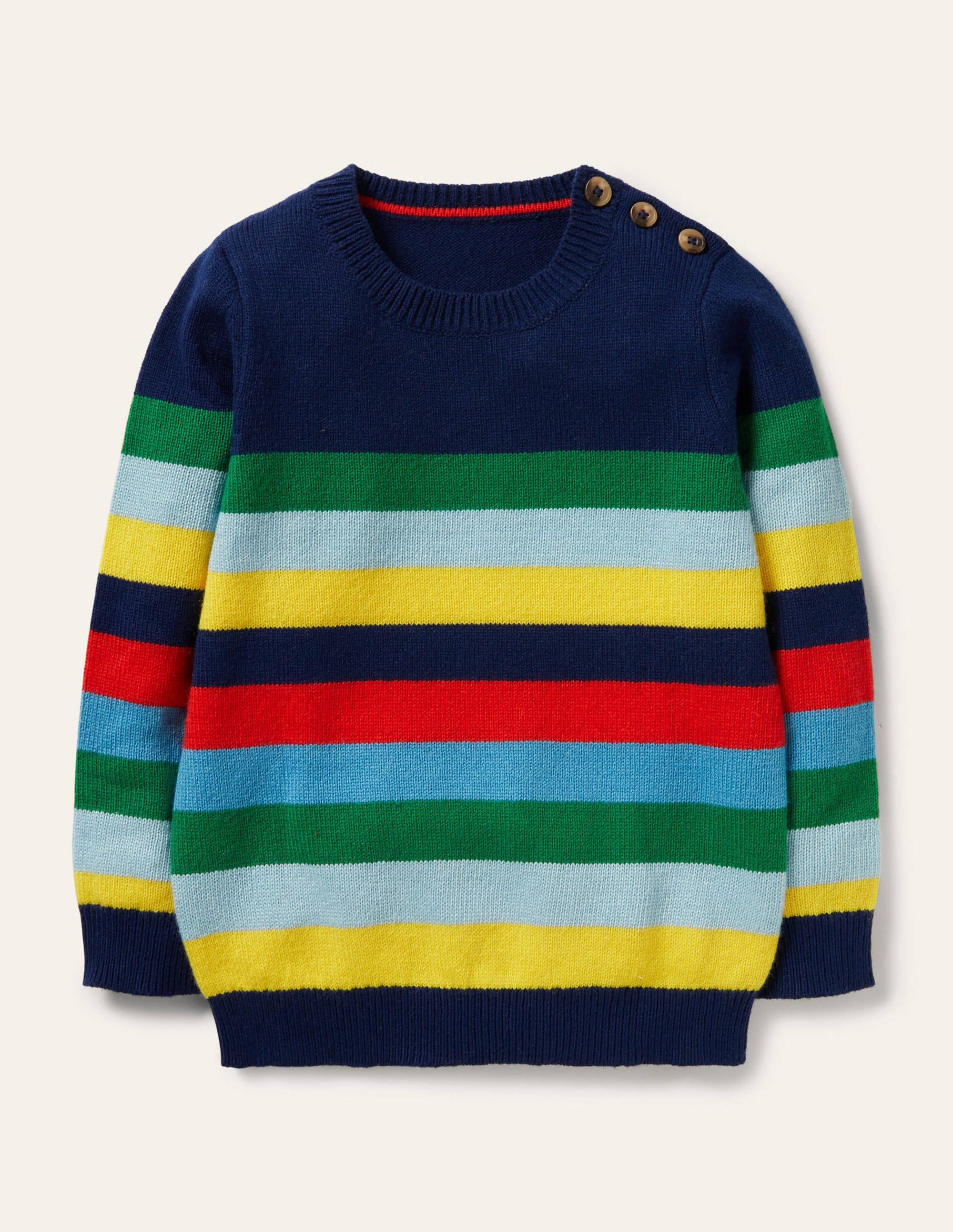 Colourblock Crew Jumper-College Navy/Rainbow - Image 1