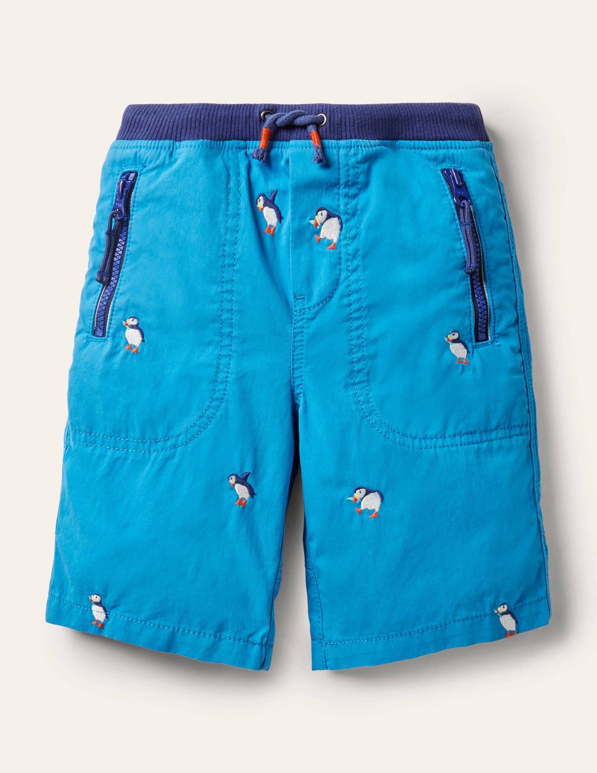 Adventure Shorts-Moroccan Blue Puffins - Image 1