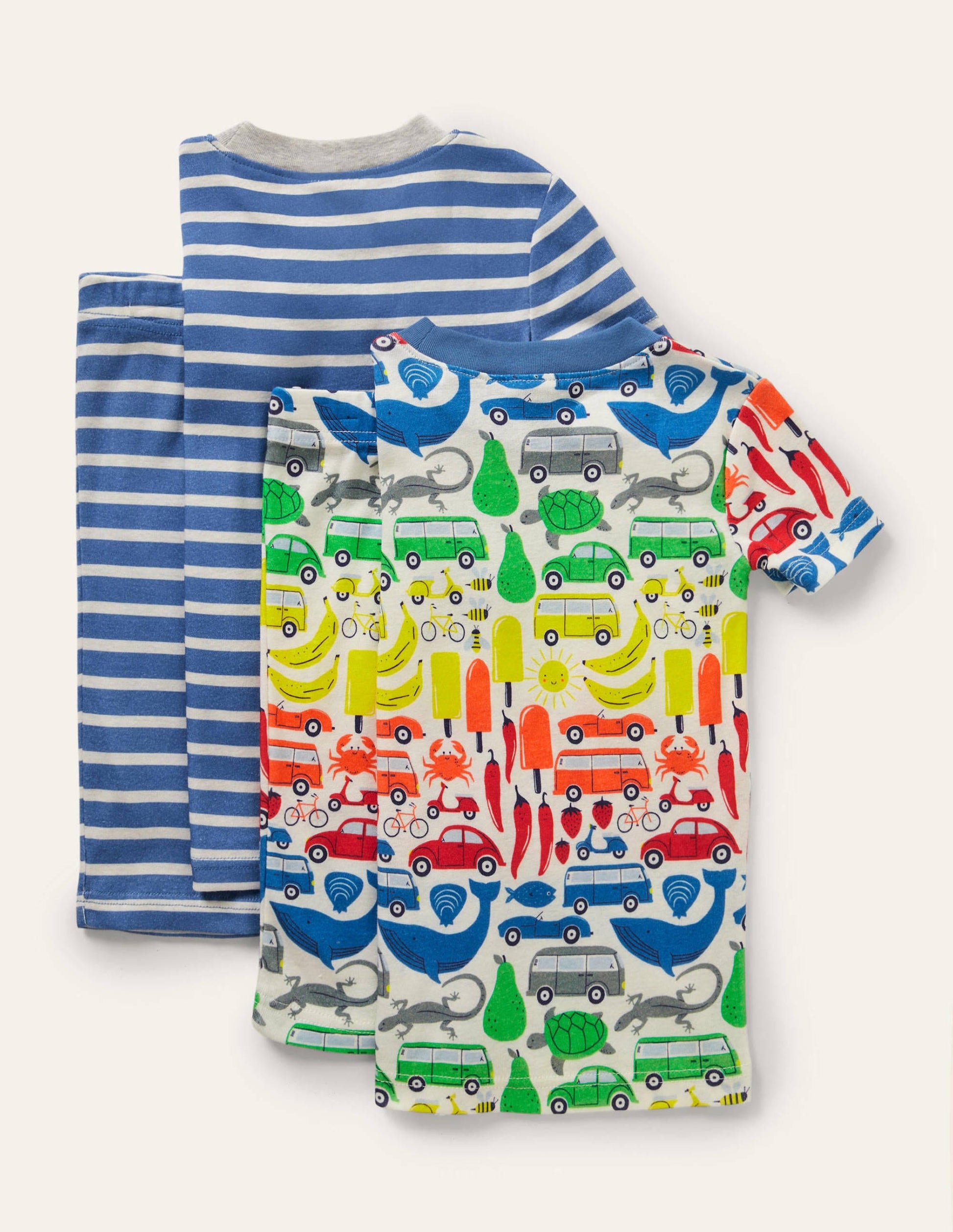 Snug Twin Pack Short Pyjamas-Ivory Rainbow Road Trip-2