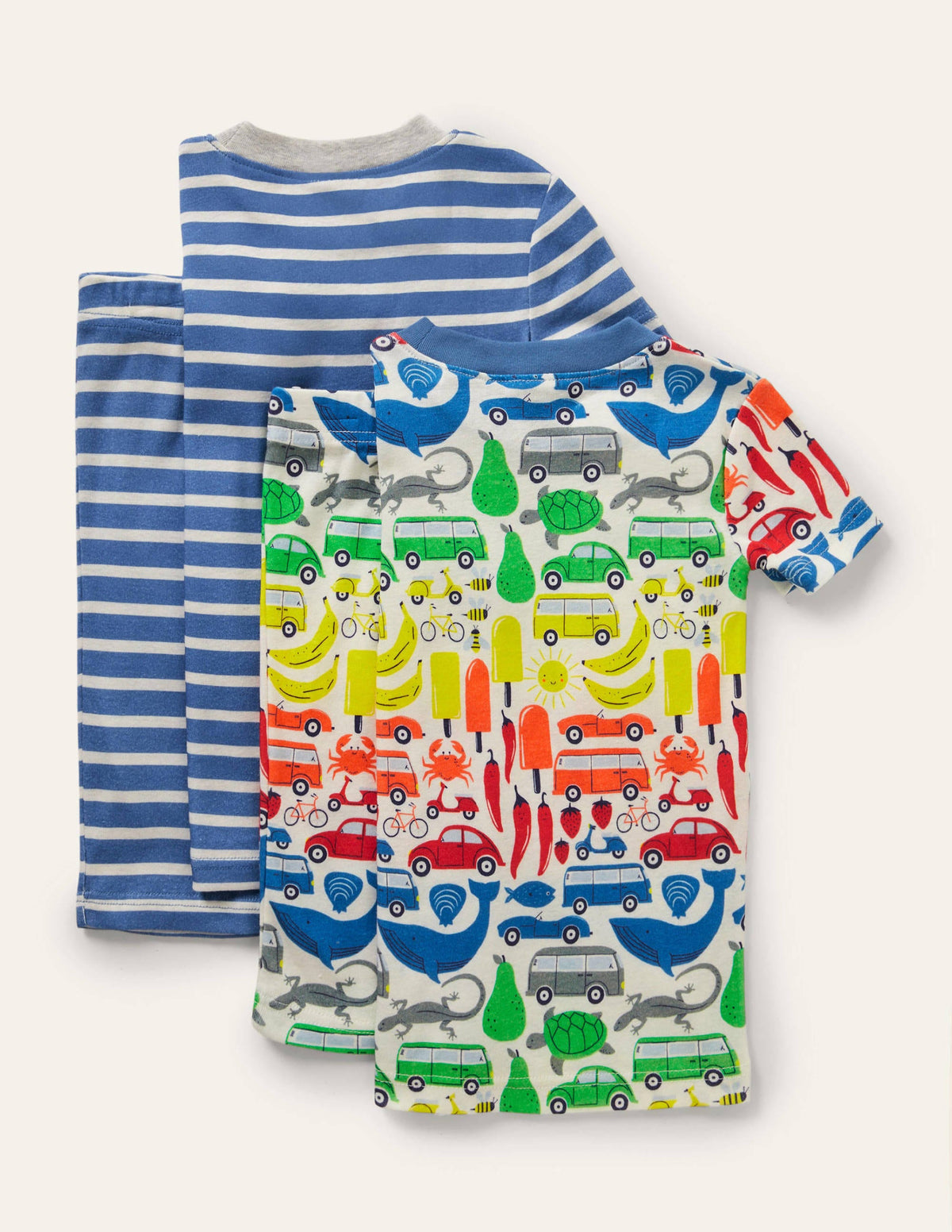 Snug Twin Pack Short Pyjamas-Ivory Rainbow Road Trip - Image 2