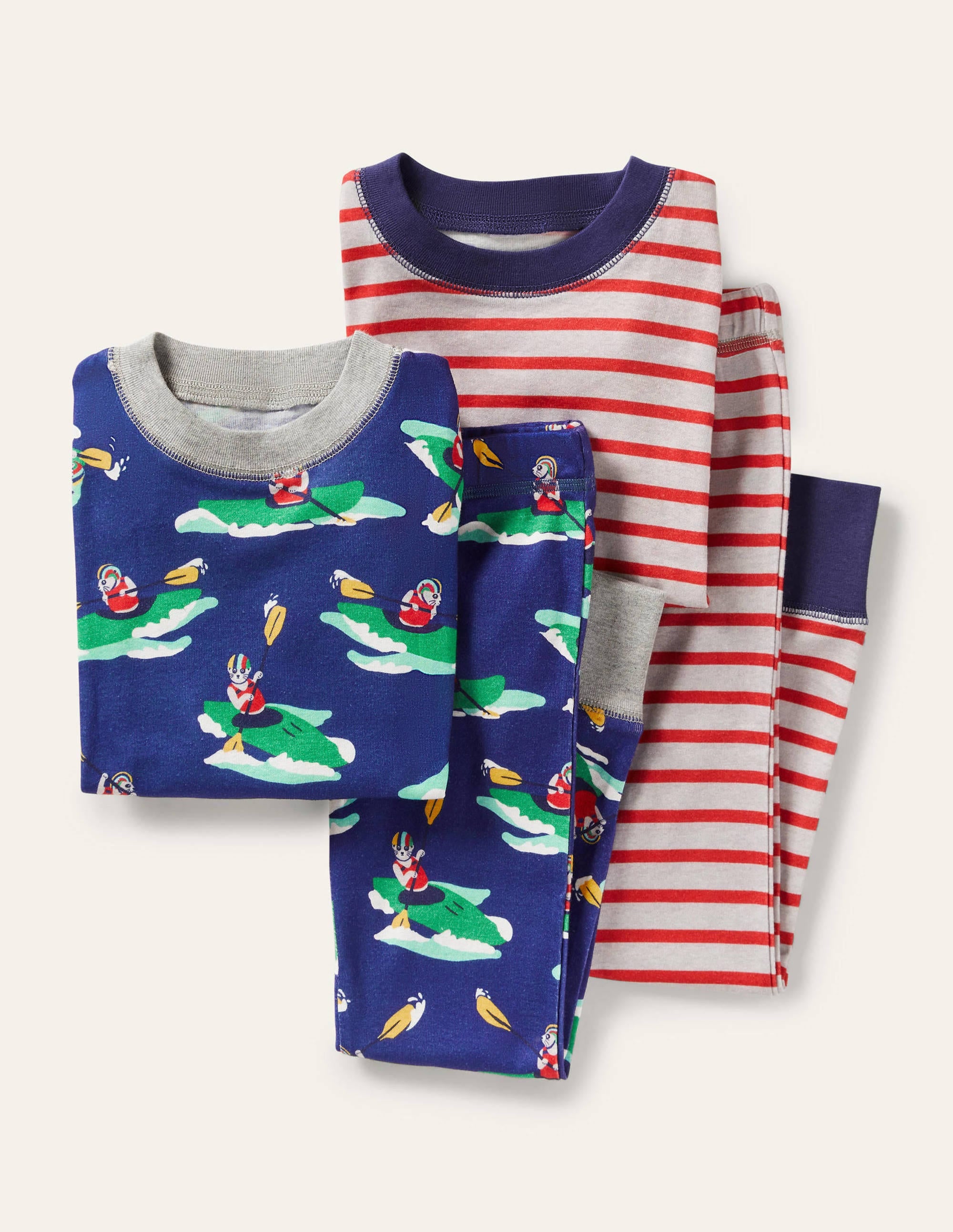 Snug Twin Pack Long Pyjamas-Blue Wave Kayaking Meerkats - Image 1